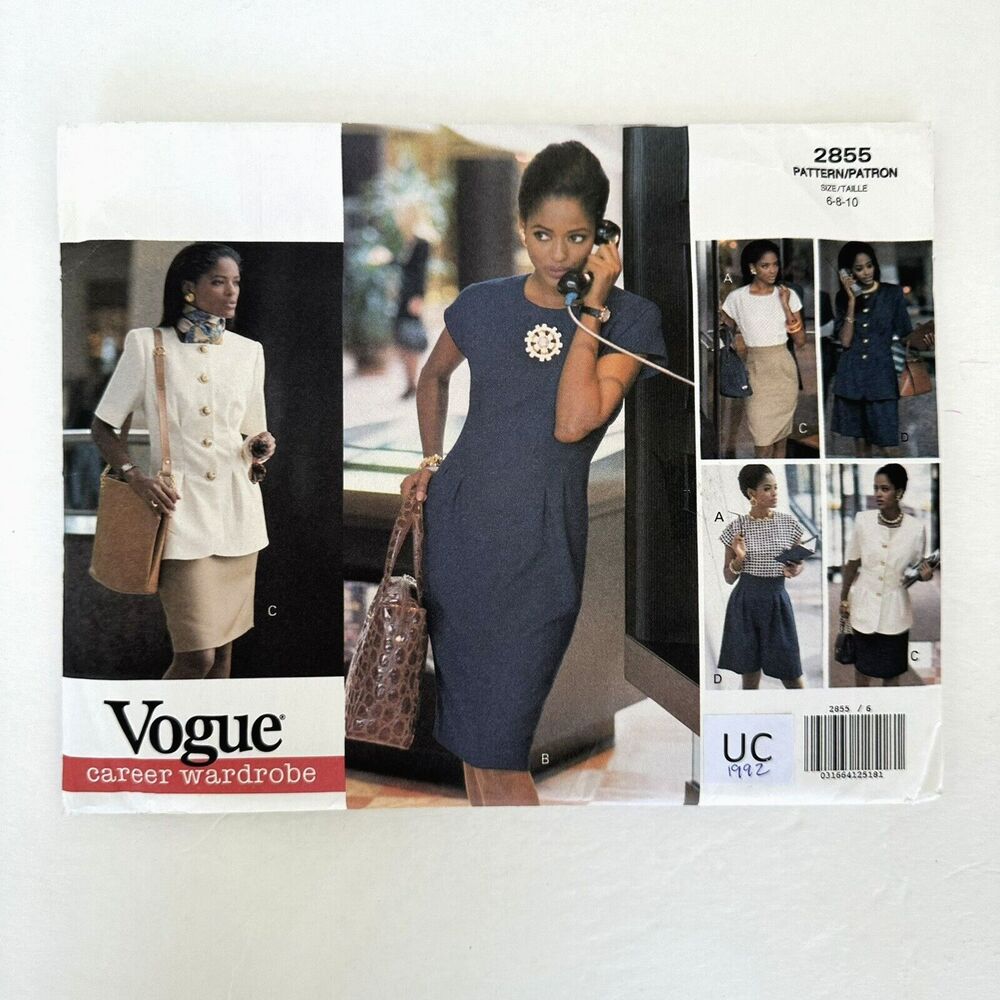 VTG VOGUE 2855 CAREER WARDROBE SUIT SEWING PATTERN  6-8-10 - UNCUT